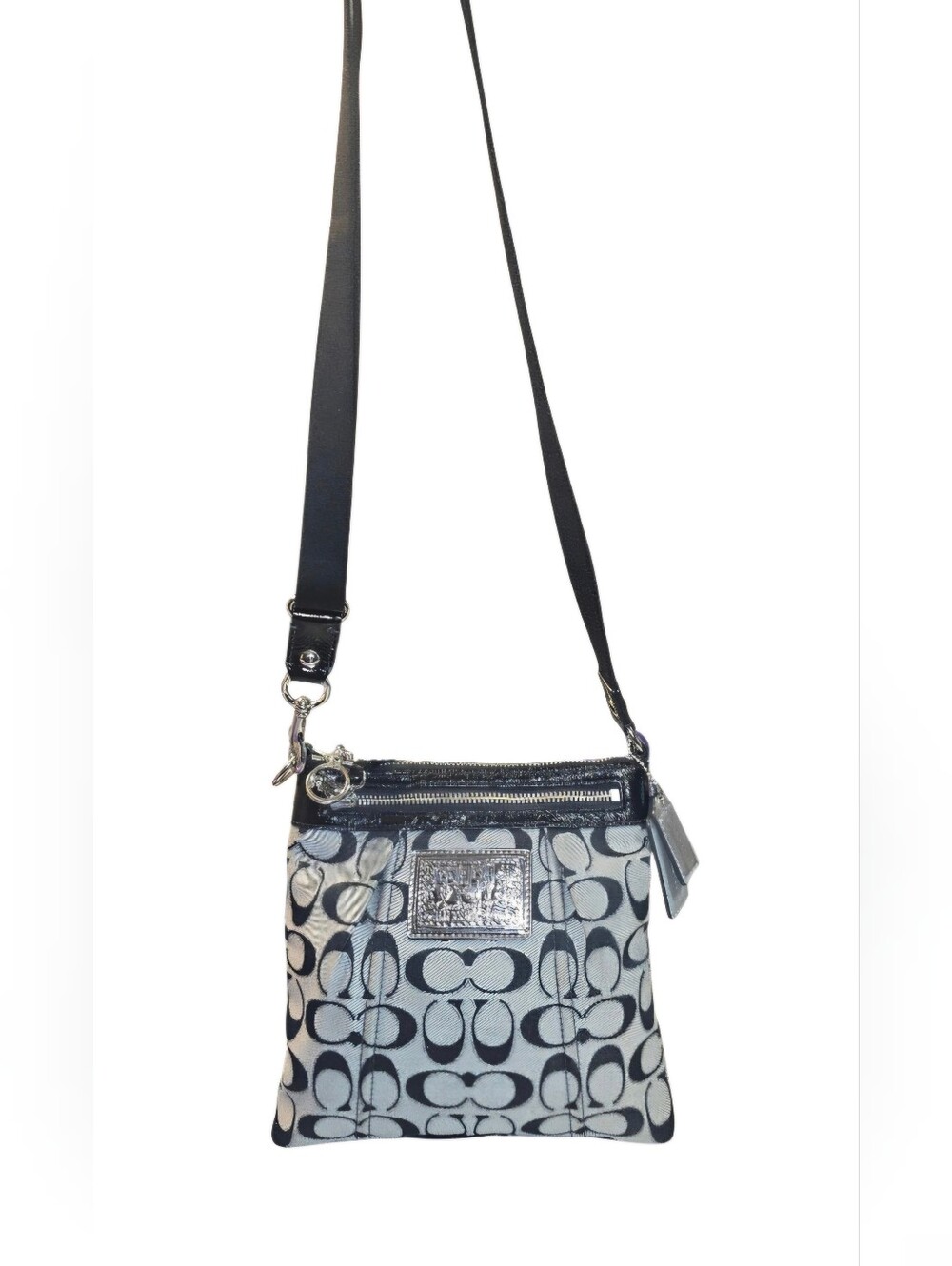 Y2K Coach Poppy Black and White Signature Jacquard Crossbody Bag EUC 2 HANG TAGS
